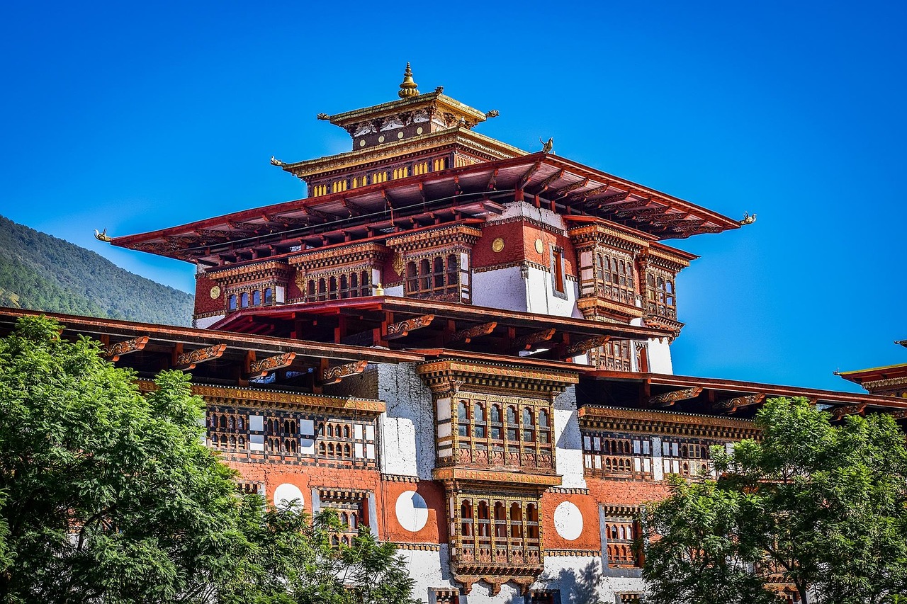 Punakha Dzong beside the river, known as the palace of great happiness in Bhutan