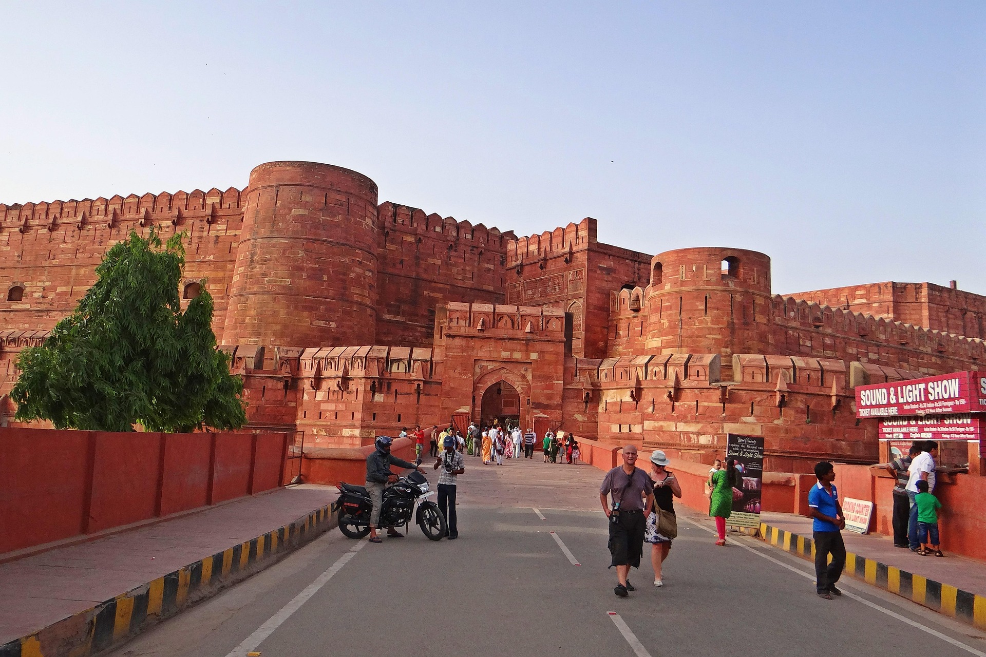 Inside view of Agra Fort with red sandstone architecture during 2-week India tour.